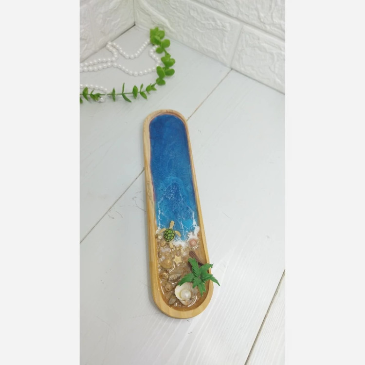 جاعودی چوب طبیعی و رزین مدل دریا ساحل به همراه درخت نخل