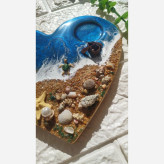 جاعودی و جاشمعی چوب و رزین مدل دریای آبی طرح قلب