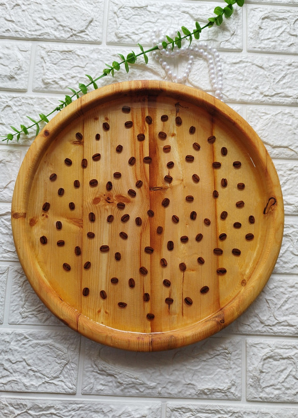 سینی چوب و رزین طرح قهوه